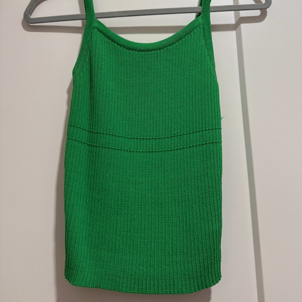 Greylin Green Ribbed Knit Tank Top